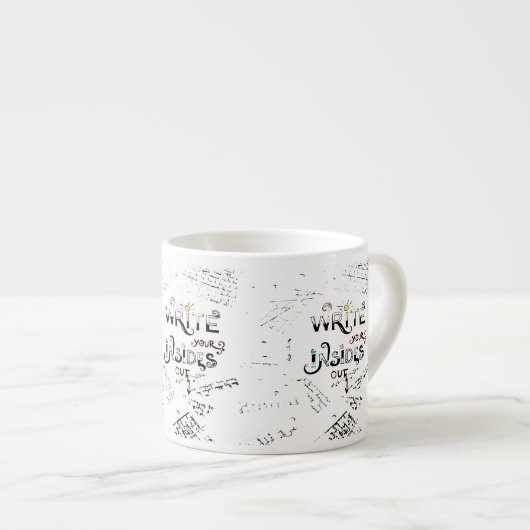書出ろ!作家のやる気を起こさせるモットー エスプレッソカップ (正面右)