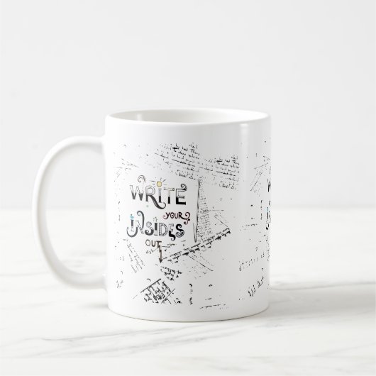 書出ろ！作家のやる気を起こさせるモットー コーヒーマグカップ (左)