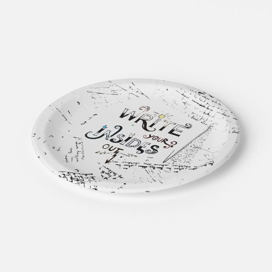 書出ろ！作家のやる気を起こさせるモットー ペーパープレート (アングル)