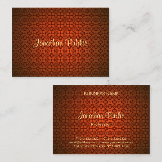 書名エレガント文字テンプレート赤ダマスク 名刺 (正面/裏面)