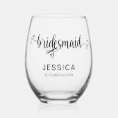 書名エレガント日付花嫁付きギフト ステムなしワイングラス (正面)