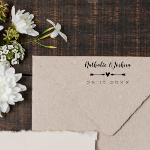 書名ハート結婚と矢印の日付 ラバースタンプ