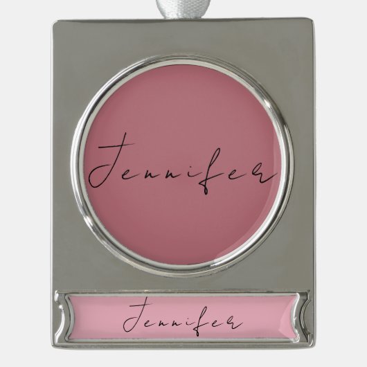 書名プロフェッショナル平桃色バラ金ゴールド シルバープレートバナーオーナメント (正面)