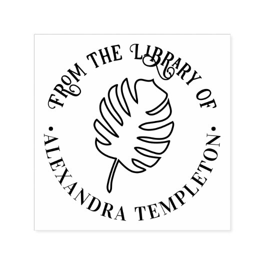 書名図書館のモンステラ葉B セルフインキングスタンプ (デザイン)