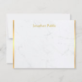書型付き金ゴールドモノグラムマーブルテンプレート ノートカード (裏面)