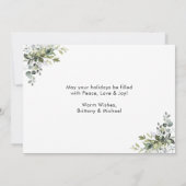書墨文字クリスマスグリーンのカップル シーズンカード (裏面)