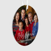 書字スクリプトフェリズナビダッドフォトレッドバック オーナメント (正面)