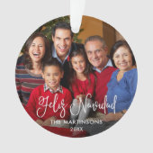 書字スクリプトフェリズナビダッドフォトレッドバック オーナメント (正面)