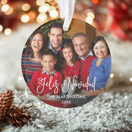 書字スクリプトフェリズナビダッドフォトレッドバック オーナメント