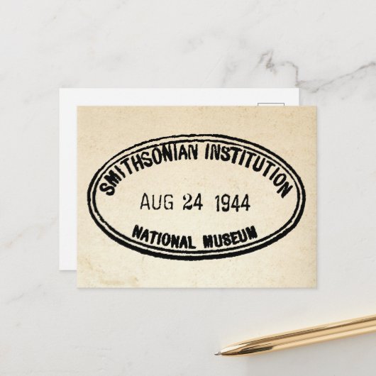 書庫スタンプ・スミソニアン協会1944 ポストカード (正面/裏面インサイチュ)