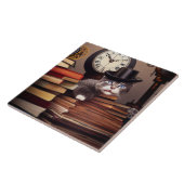 書庫付きスチームパンク猫セラミックタイル タイル (側面)