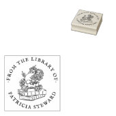 書庫本ゴシック様式の花スカル ラバースタンプ (押印)