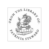 書庫本ゴシック様式の花スカル ラバースタンプ (インプリント)