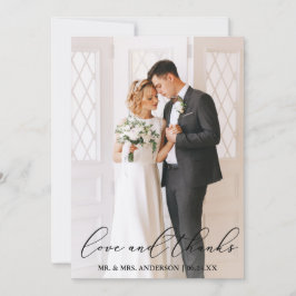 書感謝していエレガントの結婚写真が好き サンキューカード