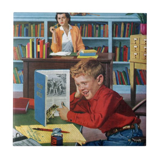 書斎の蛙 タイル (正面)