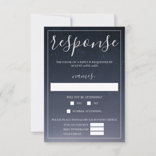 書星の夜空結婚で 出欠カード (正面)