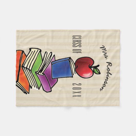 書架が付いているクラスAppleからの先生のギフト フリースブランケット (正面(横))