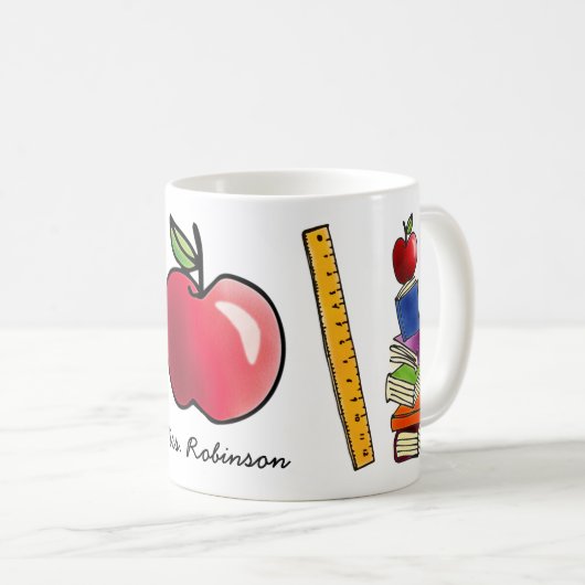 書架が付いているAppleは名前を加えます コーヒーマグカップ (正面右)