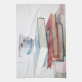 書架のティーカップ キッチンタオル (縦)