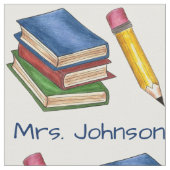 書架パーソナライズされた学校先生図書館 ファブリック (クローズアップ)