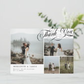 書渦巻形のエレガント書Thank You Photo Collage サンキューカード (スタンド正面)