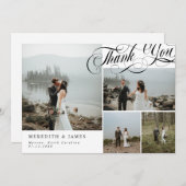 書渦巻形のエレガント書Thank You Photo Collage サンキューカード (正面/裏面)