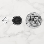 書渦巻形の跡ブラック&ホワ結婚イト コンフェッティ (裏面)