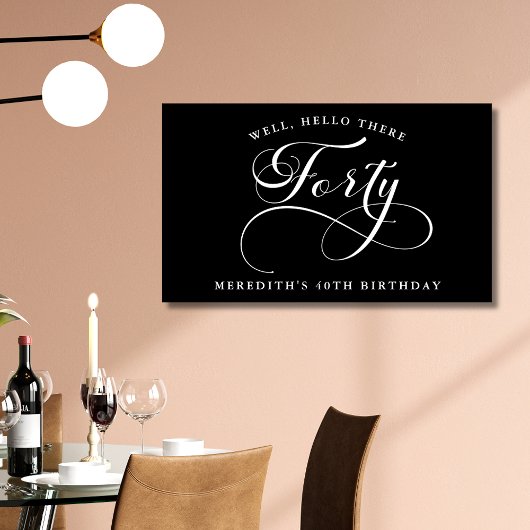 書渦巻形の道ブラック40歳の誕生日パーティー 横断幕