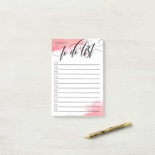 書渦巻形の道 – ピンク – 一覧を表示するチェックボックス ポストイット (デスク上)