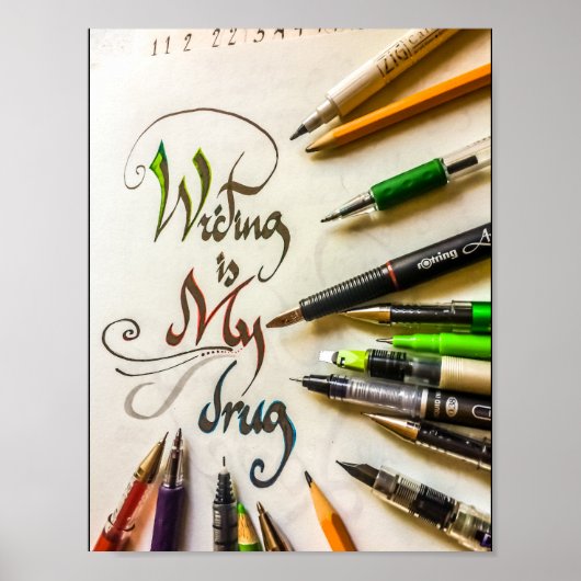 書熱狂する家宣言ペンと鉛筆 ポスター (正面)