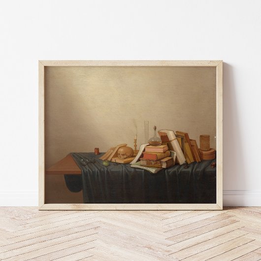 書物とスカルを持つバニタス | ジェリット・ヴァン・ヴォット ポスター