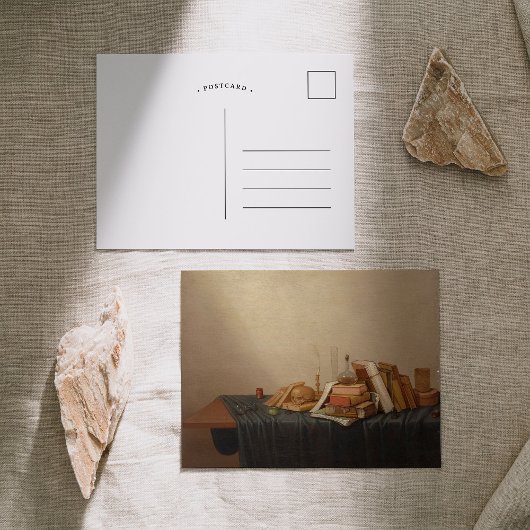 書物とスカルを持つバニタス | ジェリット・ヴァン・ヴォット ポストカード