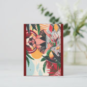 書留の女性はっお洒落がき ポストカード (スタンド正面)