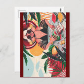 書留の女性はっお洒落がき ポストカード (正面/裏面)