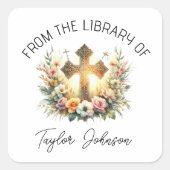 書留シール、蔵書票フローラクロス教会 スクエアシール (正面)