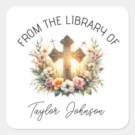 書留シール、蔵書票フローラクロス教会 スクエアシール (正面)