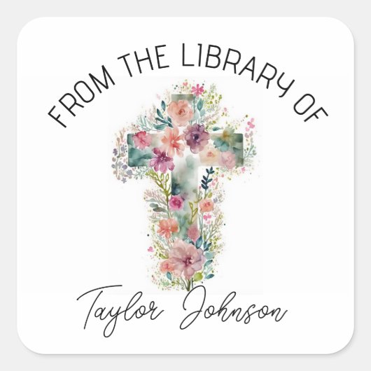 書留シール、蔵書票フローラクロス教会 スクエアシール (正面)