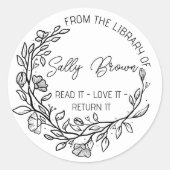 書留シール,蔵書票書留スタンプカスタムフローラ ラウンドシール (正面)