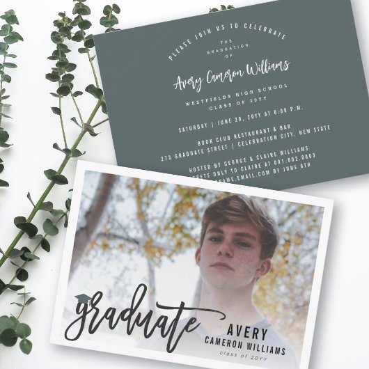 書筆スクリプト写真卒業パーティー 招待状