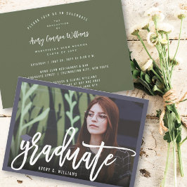 書筆スクリプト写真卒業パーティー 招待状