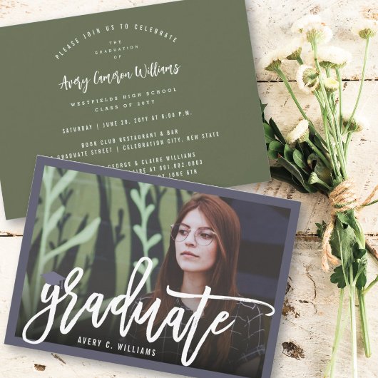 書筆スクリプト写真卒業パーティー 招待状