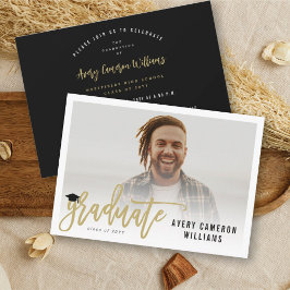 書筆スクリプト写真卒業パーティー 招待状