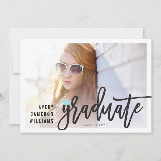 書筆スクリプト写真卒業パーティー 招待状 (正面)