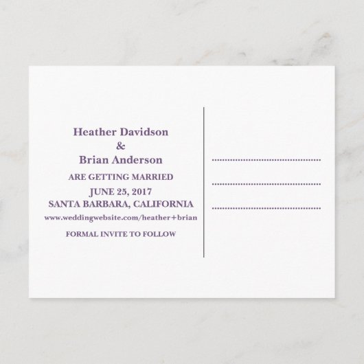 書簡日付はがき、紫を保存 案内ポストカード (裏面)