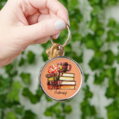 書籍とお茶の桃 キーホルダー (手)