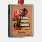 書籍とお茶の桃 メタルオーナメント (右)