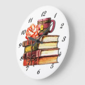 書籍とお茶の白 ラージ壁時計 (傾斜)
