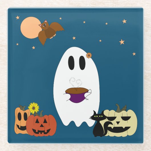 書籍とお茶 ガラスコースター (正面)