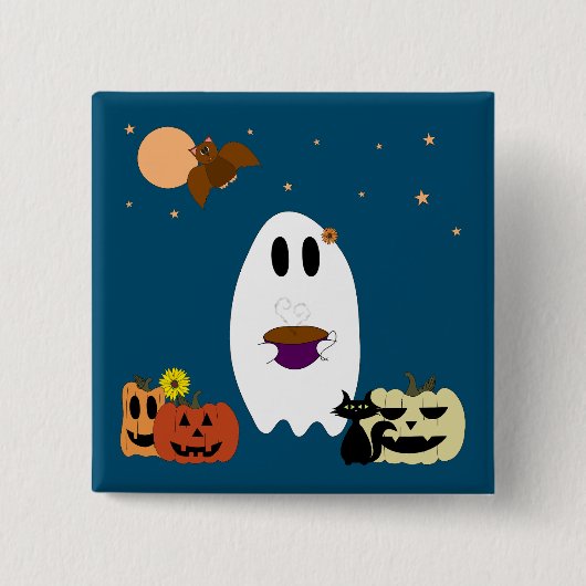 書籍とお茶 缶バッジ (正面)