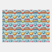 書籍とキャンディハートバレンタインデー ラッピングペーパーシート (正面2)